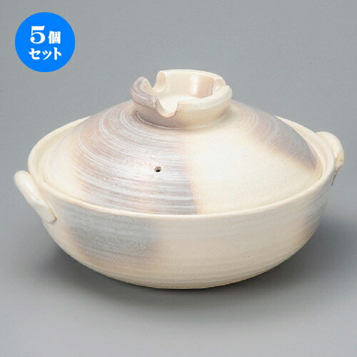 5個セット☆ 萬古焼土鍋 ☆ かすみ志野7号鍋 [ 255 x 225 x 130mm ] | 人気 おすすめ 食器 洋食器 業務用 飲食店 カフェ うつわ 器 おしゃれ かわいい ギフト プレゼント 誕生日 贈答品 食器セット 食器セット