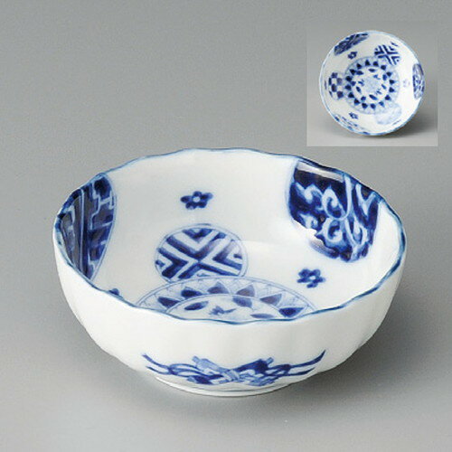 Small Bowls - ☆ 小鉢 ☆ 藍丸紋菊型3.5鉢 [ 105 x 40mm ] | 小鉢 小 小さい 鉢 ボウル 万能 人気 おすすめ 食器 業務用 飲食店 カフェ うつわ 器 おしゃれ かわいい ギフト プレゼント内祝い 結婚祝い 誕生日 贈り物 贈答品