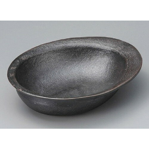 ☆ 信楽焼陶板 ☆ 黒釉8.0変形耐熱鉢 [ 245 x 190 x 70mm ] 【料亭 旅館 和食器 飲食店 業務用 】