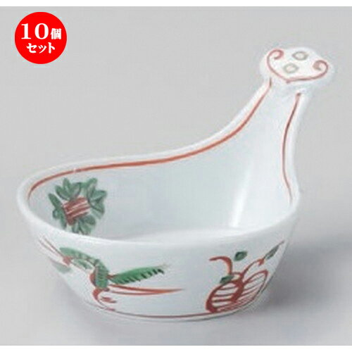 10個セット☆ 小付 ☆赤絵ビワ型小付 [ 12.5 x 8.4 x 5.8cm 267g ] | 和食器 鉢 小鉢 ボウル 料亭 ホテル..