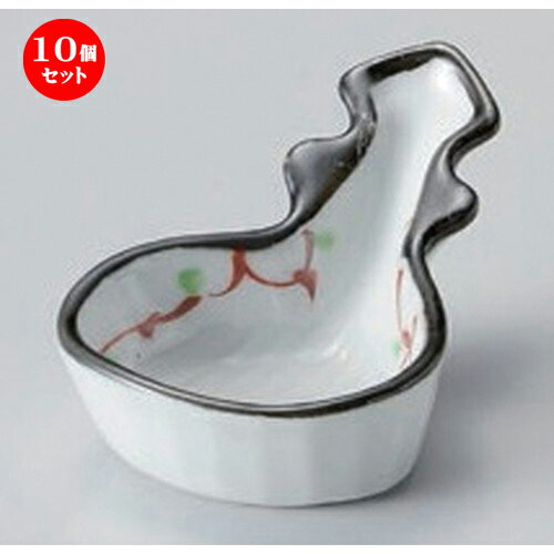 10個セット☆ 珍味 ☆赤絵唐草ビワ型珍味 [ 9 x 6.3 x 4.5cm 83g ] | 珍味 小付け 小鉢 小皿 お漬物 薬味..