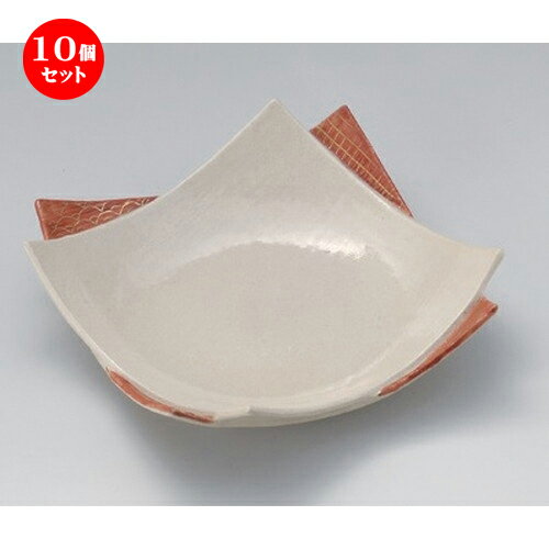 10個セット☆ 角皿 ☆赤絵重ね皿 (大) [ 20.4 x 20.4 x 5.8cm 530g ] | 人気 おすすめ 食器 洋食器 業務用 飲食店 カフェ うつわ 器 おしゃれ かわいい ギフト プレゼント 誕生日 食器セット