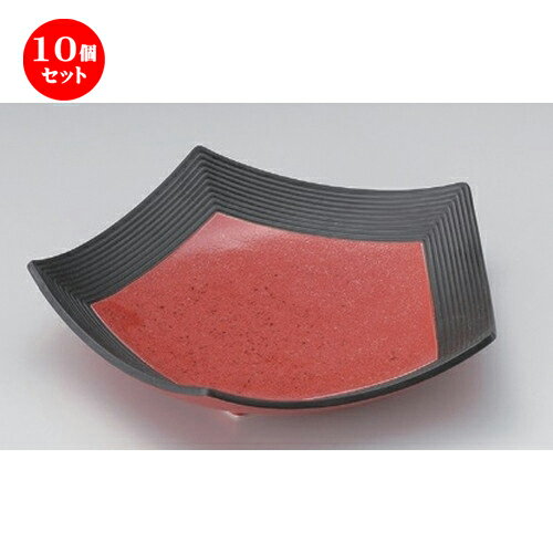10個セット☆ 変形皿 ☆渕黒レッド五角大皿 [ 23 x 4.7cm 512g ] | 変形皿 お皿 和皿 人気 おすすめ 食器 業務用 飲食店 カフェ うつわ 器 おしゃれ ギフト プレゼント 引き出物 内祝い 結婚祝い 誕生日 贈り物 贈答品 食器セット