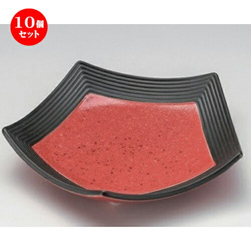 10個セット☆ フルーツ皿 ☆渕黒レッド五角小鉢 [ 15.6 x 3.2cm 223g ] | 中皿 デザート皿 取り皿 人気 食器 業務用 飲食店 カフェ ホテル SNS 内祝い ギフト パーティ 引き出物 SNS 食器セット