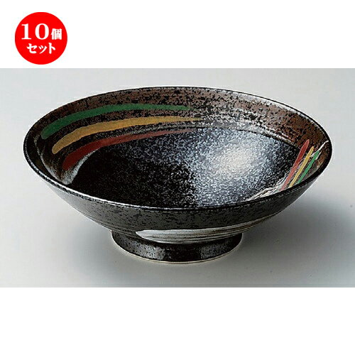 10個セット☆ 麺皿 ☆荒刷毛三彩8.0高台鉢 [ 24.4 x 7.8cm 877g ] | そば丼 うどん ラーメン どんぶり 鉢 盛り鉢 食器 業務用 飲食店 カフェ うつわ 器 おしゃれ かわいい ギフト プレゼント 引き出物 内祝い 結婚祝い おすすめ 食器セット