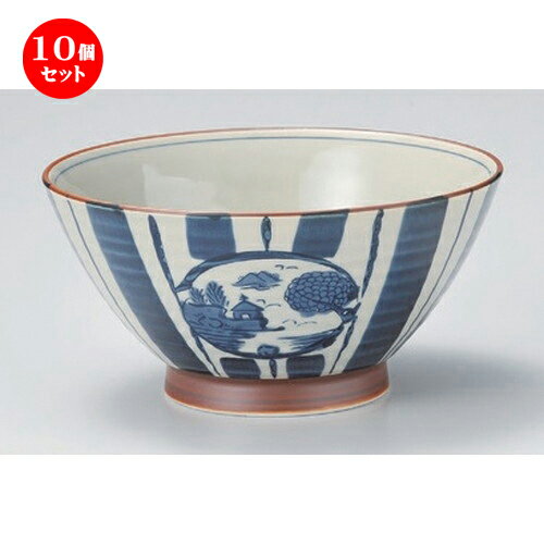 10個セット☆ 多用丼 ☆十草山水反丼 [ 18 x 9cm 550g ] | お好み丼 丼ぶり カフェ丼 鉢 ラーメン そば うどん ボウル 食器 業務用 飲食店 カフェ うつわ 器 おしゃれ かわいい ギフト プレゼント 誕生日 贈り物 贈答品 食器セット