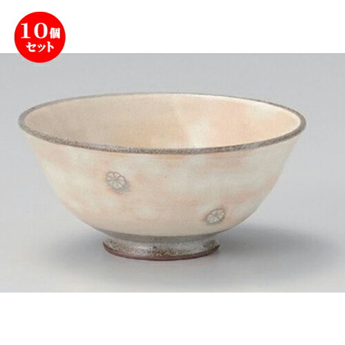 10個セット☆ 中平 ☆粉引印花茶碗 [ 12.2 x 6cm 186g ] | ちゃわん お茶碗 飯碗 ご飯茶碗 白米 人気 おすすめ 食器 業務用 飲食店 カフェ うつわ 器 おしゃれ かわいい ギフト プレゼント 引き出物 誕生日 贈り物 贈答品 食器セット