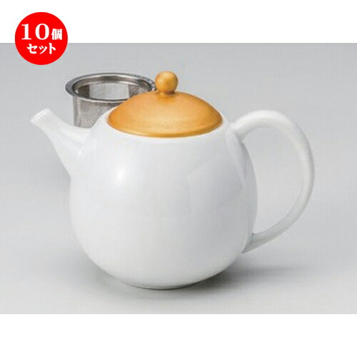 10個セット 急須 /金彩玉ポット (カゴアミ付)13 x 10.5 x 11.3cm (470cc) 275g ] | ポット 急須 きゅうす 土瓶 お茶 一服 まったり 人気 おすすめ 食器 業務用 飲食店 カフェ うつわ 器 おしゃれ かわいい ギフト プレゼント 引き出物 誕生日 贈り物 贈答品 食器セット