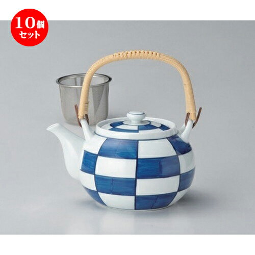10個セット 有田焼土瓶 /濃市松 (U) 付6号土瓶 [ 800cc 520g ] | ポット 急須 土瓶 お茶 大きい 一服 まったり 人気 おすすめ 食器 業務用 飲食店 カフェ うつわ 器 おしゃれ かわいい ギフト プレゼント 引き出物 誕生日 贈り物 贈答品 食器セット