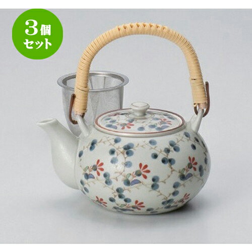 3個セット 有田焼土瓶 /錦草花MS4号土瓶 [ 12.5 x 9.5cm (500cc) 360g ] | ポット 急須 土瓶 お茶 大き..