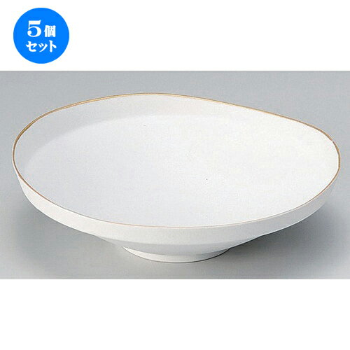 5個セット☆ 盛鉢 ☆渕金白マットたわみ鉢 (大) [ 19.6 x 5.5cm 366g ] | 盛り鉢 盛鉢 万能 取り鉢 おすすめ 食器 業務用 飲食店 カフェ うつわ 器 おしゃれ かわいい お洒落 可愛い おしゃれ かわいい お洒落 可愛い 食器セット