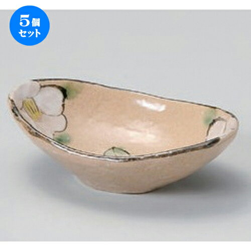 5個セット☆ 小付 ☆織部椿舟型小付 [ 12.3 x 8.2 x 3.8cm 139g ] | 和