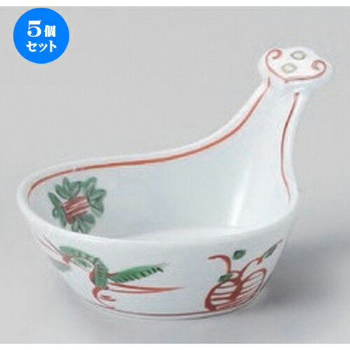 5個セット☆ 小付 ☆赤絵ビワ型小付 [ 12.5 x 8.4 x 5.8cm 267g ] | 和食器 鉢 小鉢 ボウル 料亭 ホテル ..