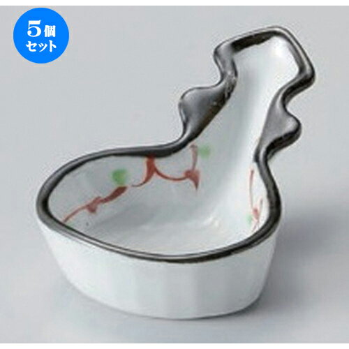 5個セット☆ 珍味 ☆赤絵唐草ビワ型珍味 [ 9 x 6.3 x 4.5cm 83g ] | 珍味 小付け 小鉢 小皿 お漬物 薬味..