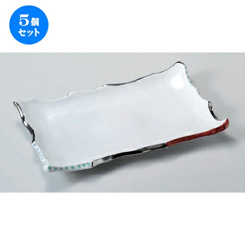 5個セット☆ 長角皿 ☆色絵銀彩舞長角大盛皿 [ 35.5 x 22 x 3.5cm 1100g ] | 人気 おすすめ 食器 洋食器 業務用 飲食店 カフェ うつわ 器 おしゃれ かわいい ギフト プレゼント 誕生日 食器セット