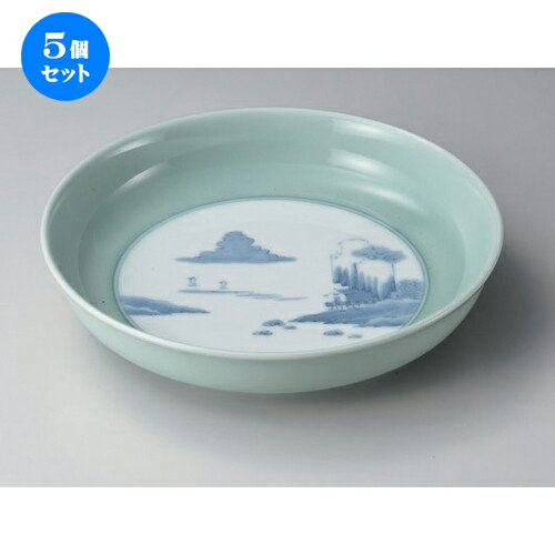 5個セット☆ 有田焼大皿 ☆青磁内山水13号鉦鉢 [ 40.5 x 8cm 3630g ] | 大きい お皿 大皿 盛り皿 盛皿 人気 おすすめ パスタ皿 パーティー 食器 業務用 飲食店 カフェ うつわ 器 ギフト プレゼント誕生日 贈り物 贈答品 おしゃれ かわいい 食器セット
