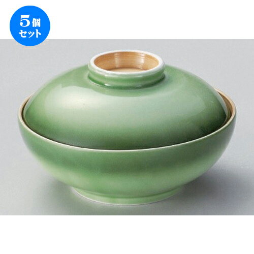 5個セット☆ 平蓋向 ☆緑彩蓋向 [ 15 x 9cm 548g ] | 煮物 料亭 旅館 割烹 碗 人気 おすすめ 食器 業務用 飲食店 カフェ うつわ 器 おしゃれ かわいい ギフト プレゼント 引き出物 誕生日 贈り物 贈答品 食器セット