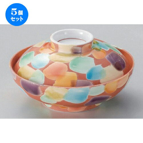 5個セット☆ 平蓋向 ☆赤彩交趾蓋向 [ 13.3 x 7.6cm 345g ] | 煮物 料亭 旅館 割烹 碗 人気 おすすめ 食器 業務用 飲食店 カフェ うつわ 器 おしゃれ かわいい ギフト プレゼント 引き出物 誕生日 贈り物 贈答品 食器セット