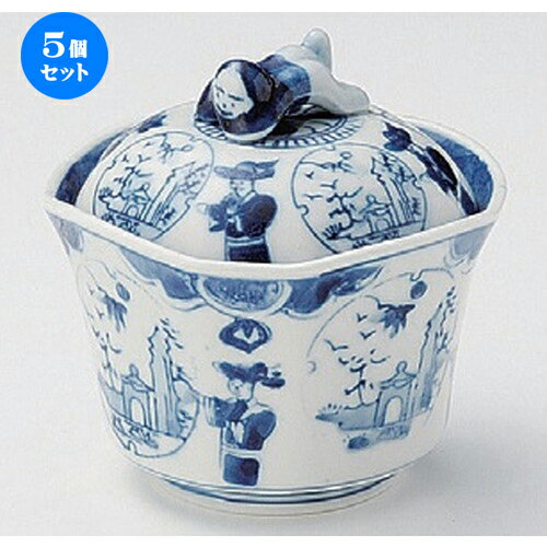 5個セット☆ 煮物碗 ☆古染閑人蓋物 [ 10.5 x 10.5 x 10.5cm 355g ] | 煮物 料亭 旅館 割烹 碗 人気 おすすめ 食器 業務用 飲食店 カフェ うつわ 器 おしゃれ かわいい ギフト プレゼント 引き出物 誕生日 贈り物 贈答品 食器セット