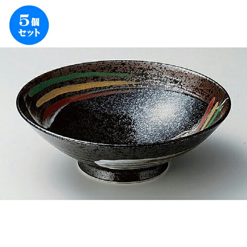 5個セット☆ 麺皿 ☆荒刷毛三彩8.0高台鉢 [ 24.4 x 7.8cm 877g ] | そば丼 うどん ラーメン どんぶり 鉢 盛り鉢 食器 業務用 飲食店 カフェ うつわ 器 おしゃれ かわいい ギフト プレゼント 引き出物 内祝い 結婚祝い おすすめ 食器セット