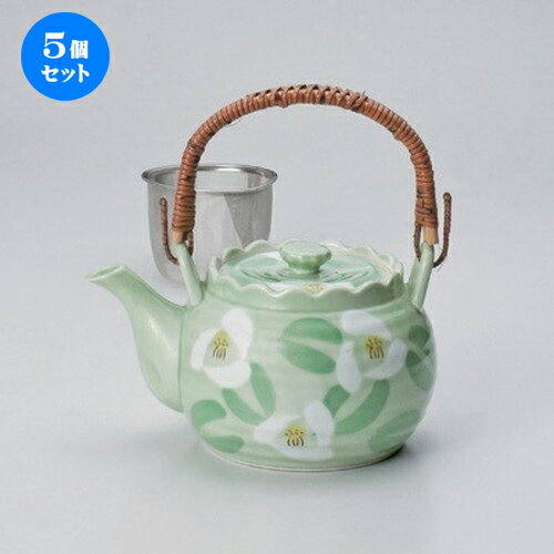 5個セット 有田焼土瓶 /緑山茶花六兵ェU付8号土瓶 [ 1350cc 760g ] | ポット 急須 土瓶 お茶 大きい 一服 まったり 人気 おすすめ 食器 業務用 飲食店 カフェ うつわ 器 おしゃれ かわいい ギフト プレゼント 引き出物 誕生日 贈り物 贈答品 食器セット