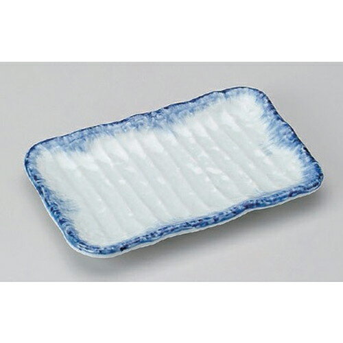呉須刷毛焼物皿 [ 22 x 13.8 x 2.3cm 547g ] | 白 ホワイト 青 ブルー 藍色 焼魚 刺身 焼き物皿 ステー..