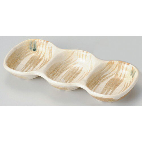 茶粉引三品盛 [ 21.2 x 9.3 x 2.8cm 260g ] |