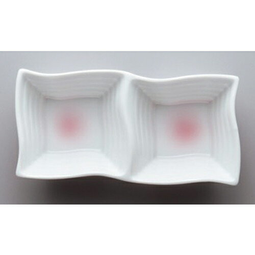 ピンク吹ウェーブ二品鉢(404-14) [ 14.2 x 7 x 4cm 218g ] | 仕切り皿 しきり皿 ビュッフェ 仕切り 人気 おすすめ 食器 洋食器 業務用 飲食店 カフェ うつわ 器 おしゃれ かわいい ギフト プレゼント 引き出物 誕生日 贈り物 贈答品