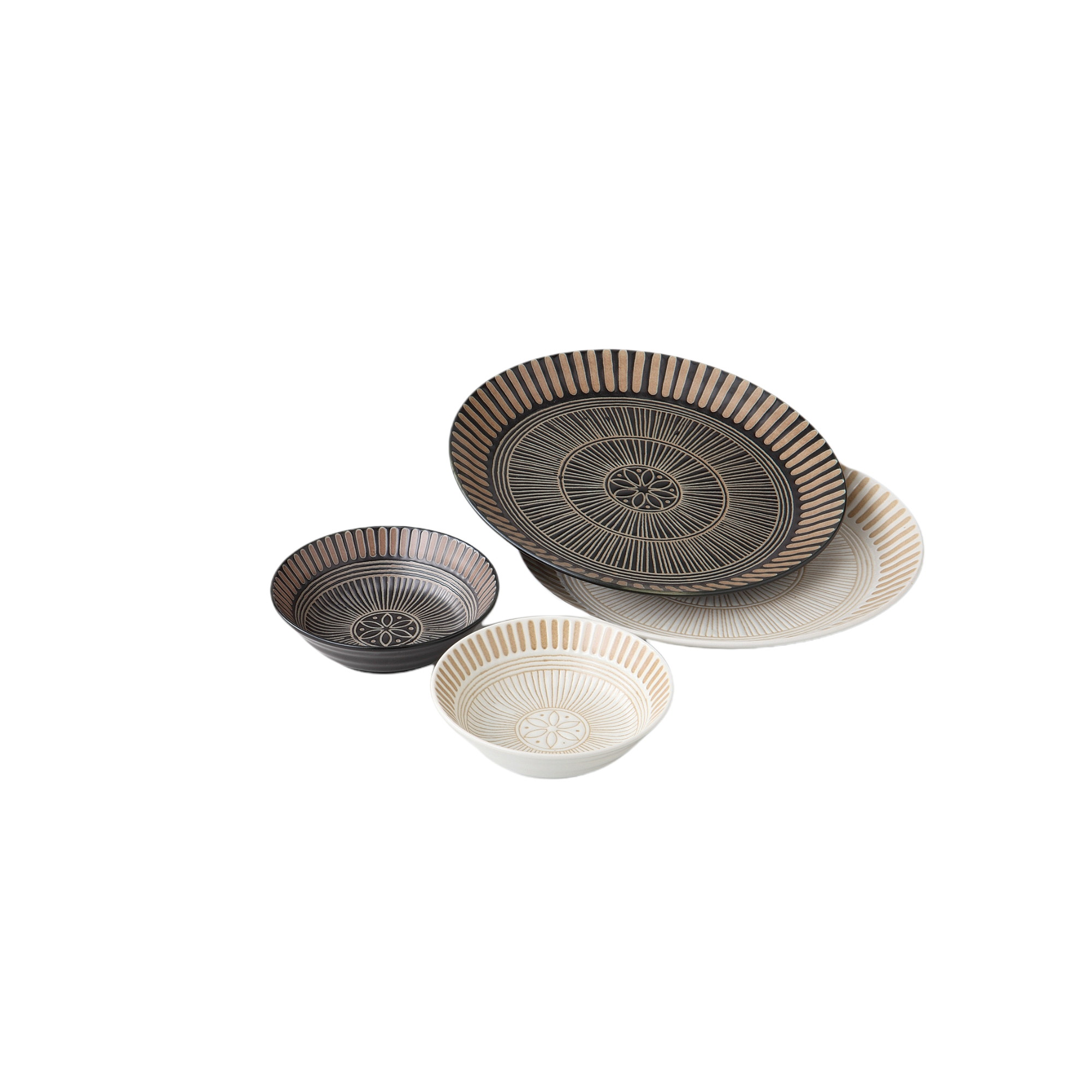 サウサリート　ペアランチセット [品： 大皿×2／φ25×3cm、小鉢×2／φ13.5×4cm]