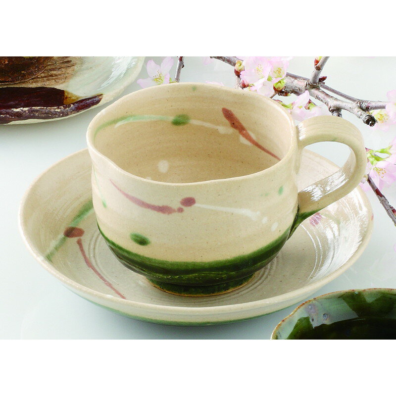 碗皿 弥七田織部　碗皿 [品：碗x1/R9x6.7cm 皿x1/R15.5x2.8cm 箱：16.6x16.6x8.2cm] 500g 貼箱 美濃焼 ..