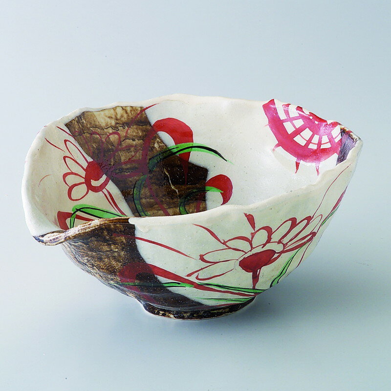 盛鉢 白流赤絵万暦片口深鉢 品：鉢x1/19.5x17.5x8cm 箱：20x20x10cm 580g 貼箱 美濃焼 【食器 引出物 内祝い おしゃれ】