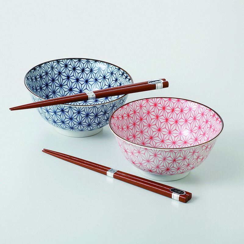 多用丼 麻の葉4.8多用丼ペアー [品：4.8多用丼x2/R15x7cm 箱：33x7x8.5cm] 880g 化粧箱 美濃焼 【食器 ..