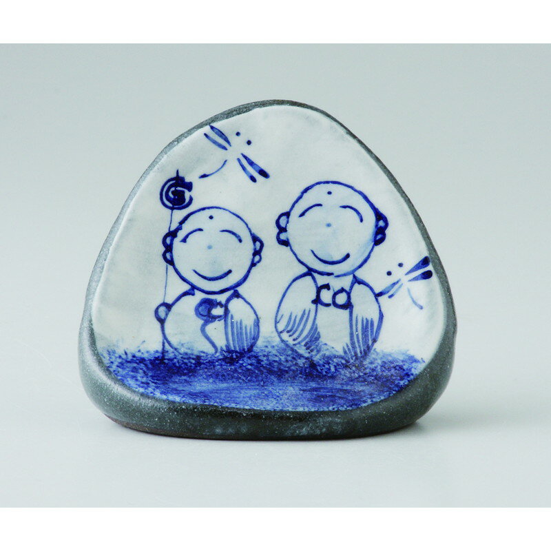 縁起物 置き地蔵様二人 [品：地蔵二人x1/8x7cm 箱：13.5x11.5x6cm] 260g 貼箱 美濃焼 【食器 引出物 内..