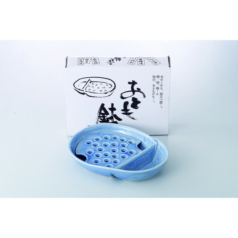 おろし器 おとも鉢ブルー [品：仕切鉢x1/17x13x3.1cm 水切皿x1/10x11.1x0.6cm 箱：13.7x18x4cm] 440g ..