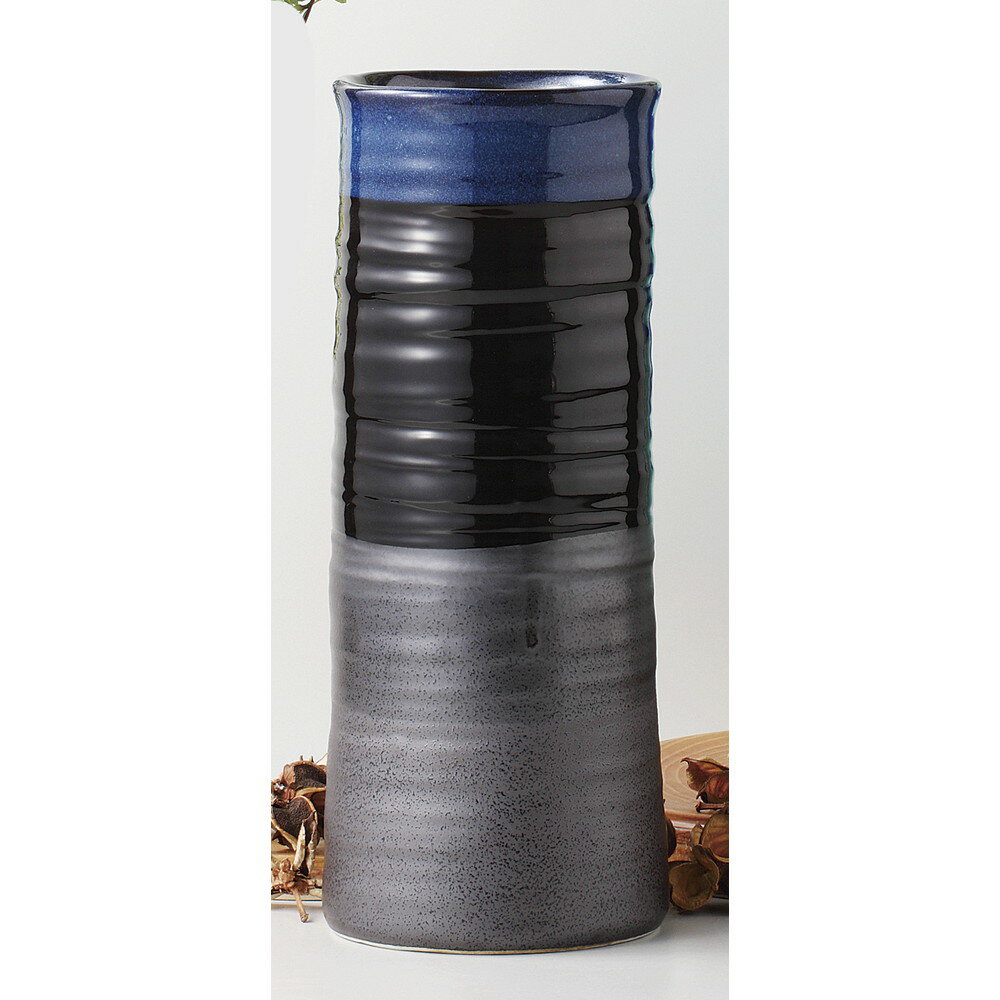 ☆ 花瓶 ☆ 黒いぶし30cm円筒花瓶 [品 : 花瓶 x 1/R12.5 x 30cm 箱 : 33 x 13.5 x 12.8cm 1400g] [ 磁器 美濃焼 ボール箱 ] | ギフト プレゼント 贈り物 贈答品 結婚祝い 引き出物 内祝い 誕生日