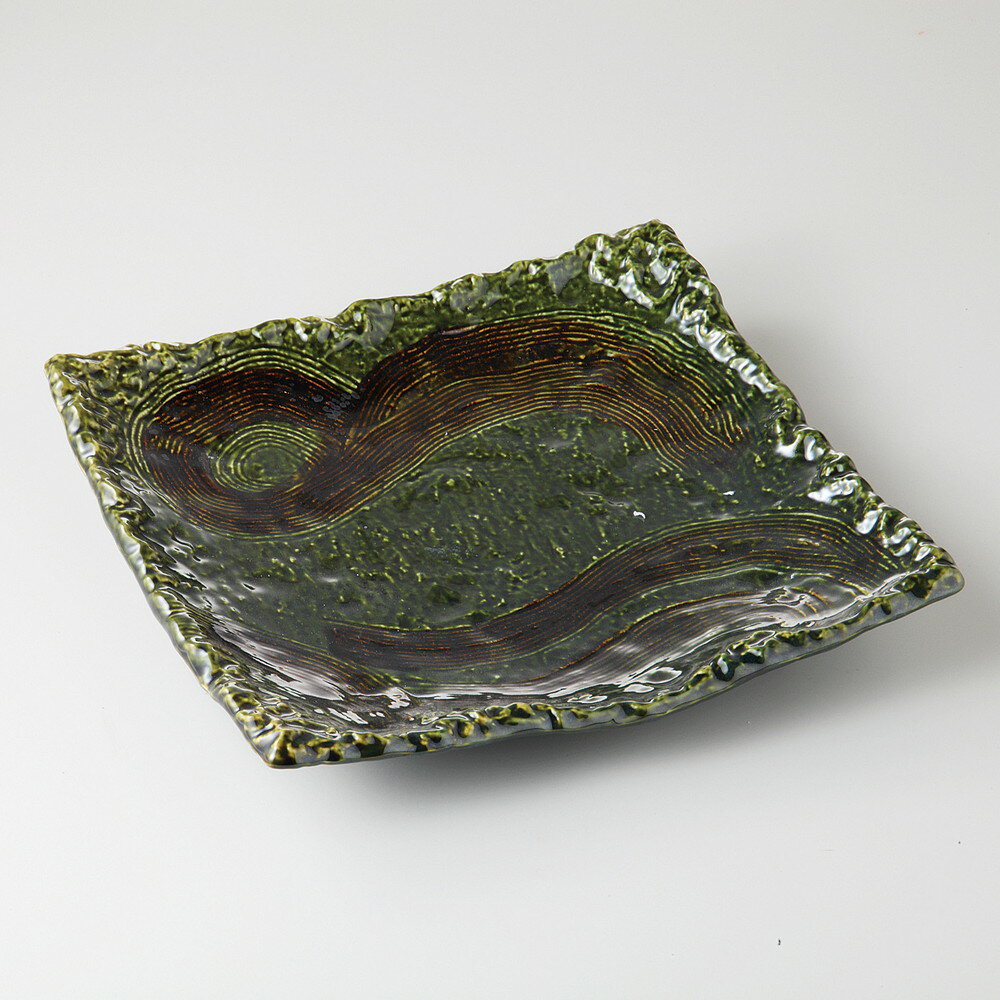樂天商城 - ☆ 大皿 ☆ 織部 10号四ツ足正角皿 [ 品：大皿 x 1 / 31 x 31 x 5.3cm 箱：32 x 32 x 7cm ][1720g][陶器][万古焼][ボール箱] | ギフト プレゼント おしゃれ お洒落 かわいい 贈り物 お祝い 結婚式 大皿