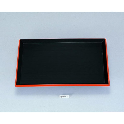 お盆 耐熱富士長手千筋盆黒渕朱尺7寸 ノンスリップ加工 洗浄機可 [51 x 37.4 x 1.8cm] 耐熱ABS樹脂 食..