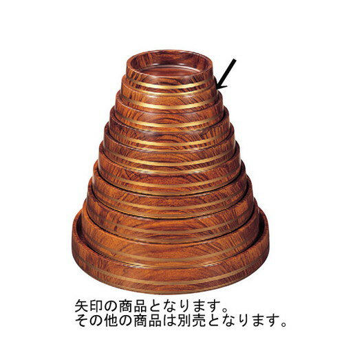 寿司 D.X富士型桶 紫檀帯金 底黒塗 8