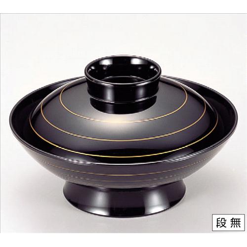 お椀 5.5寸羽反煮物椀黒金ライン 洗浄機可 [16.3φ x 9.4cm] 耐熱ABS樹脂 食洗機可 (7-271-3) 【料亭 旅..