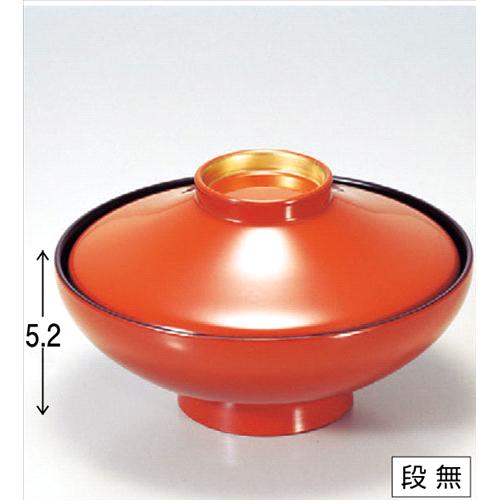 お椀 4.5寸平富士椀朱つば金 洗浄機可 [13.5φ x 8cm] 熱硬化特殊樹脂 食洗機可 (7-...