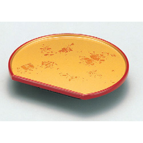 盛器 6寸半月高台皿色紙金箔渕朱 SH塗 [18.4 x 15.8 x 3.8cm] ABS樹脂 (7-661-12) | お盆 トレー トレ..