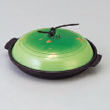 アルミ製品 アルミ陶板焼深型金彩緑 [19.3φ x 6.5cm] (7-918-27) 【料亭 旅館 和食器 飲食店 業務用】