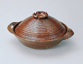 鉄器・お玉 ガス用楽鍋(アメ釉)27φ アルミ (7-917-19) 【料亭 旅館 和食器 飲食店 業務用】
