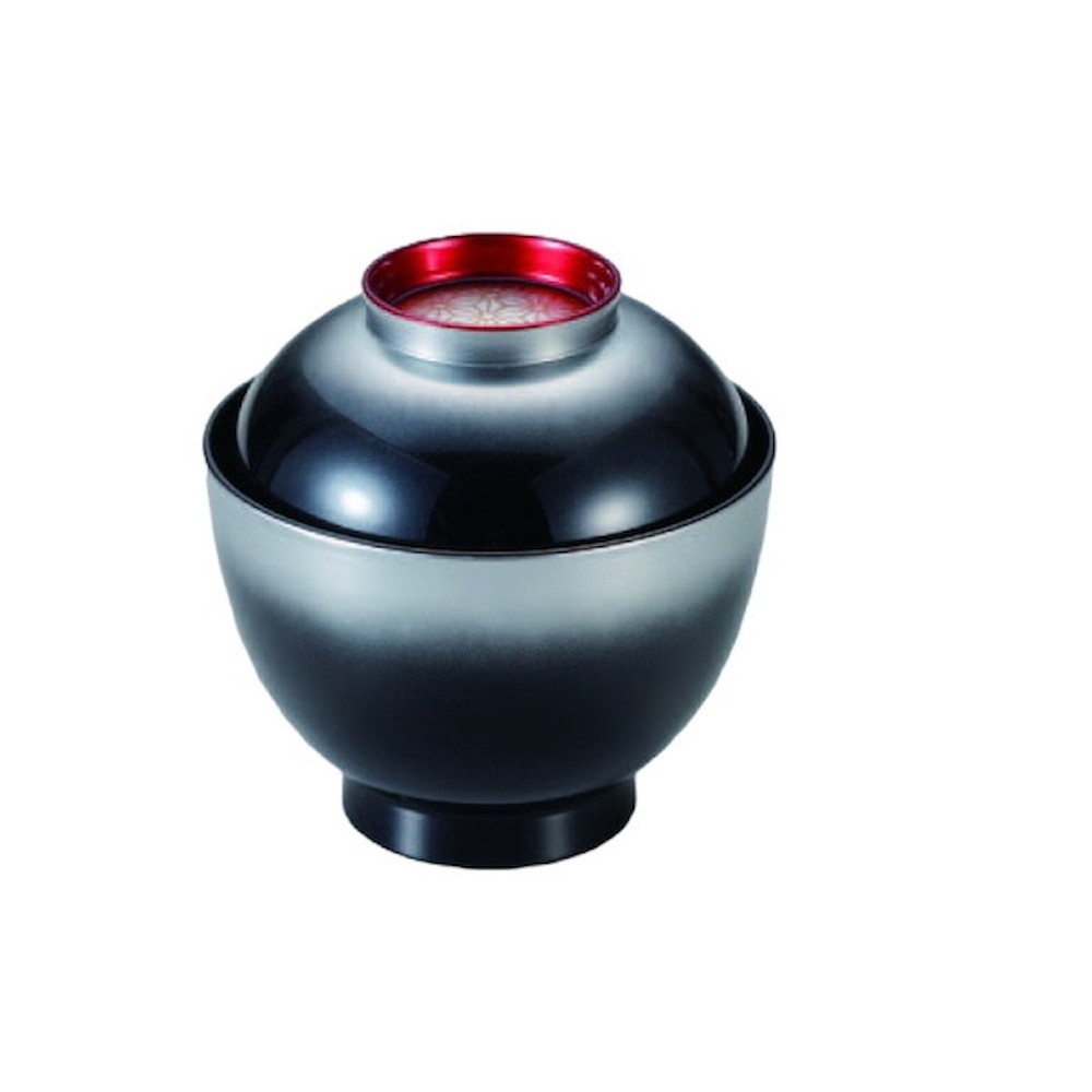 ナツメ型吸椀 黒かすみ 麻の葉 [10.3×10.2cm] | 料亭 業務用 おしゃれ かわいい モダン 定食 味噌汁 お椀