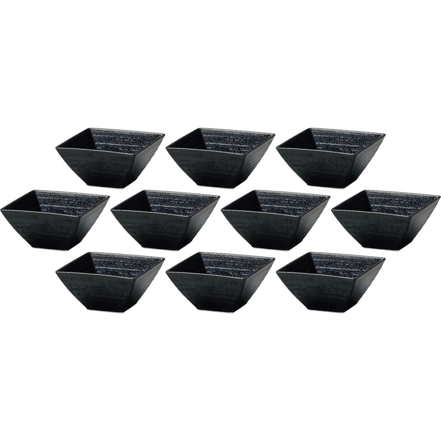 10個セット スクエアー 12cm正角鉢 黒耀 [12×12×6.2cm] | 洋食器 スクエアボウル ブラック おかず皿 和風