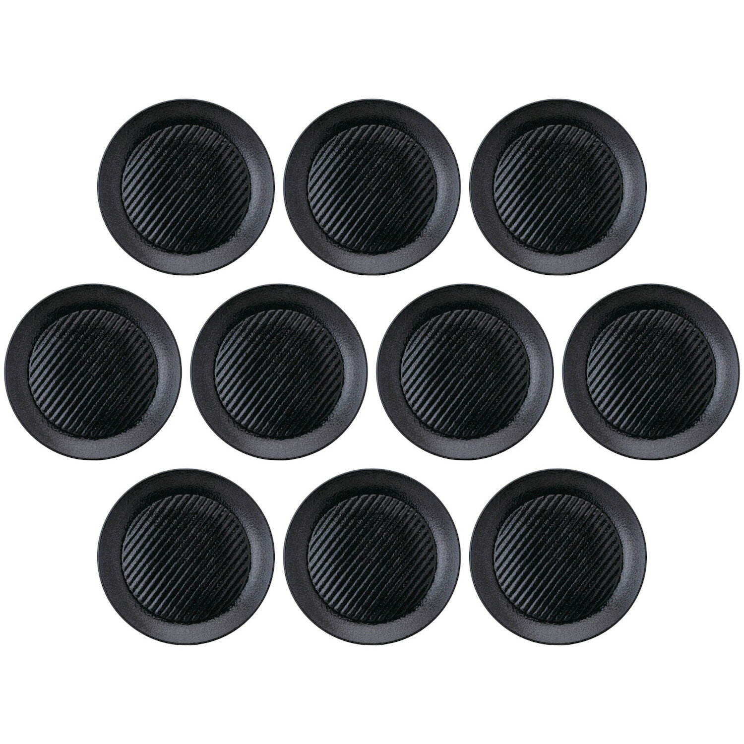 10個セット ストライプワイド ワイドリム 24cm皿 黒耀 [24.3×3cm] | ストライプ メインプレート 油切り皿 洗練 ブラック