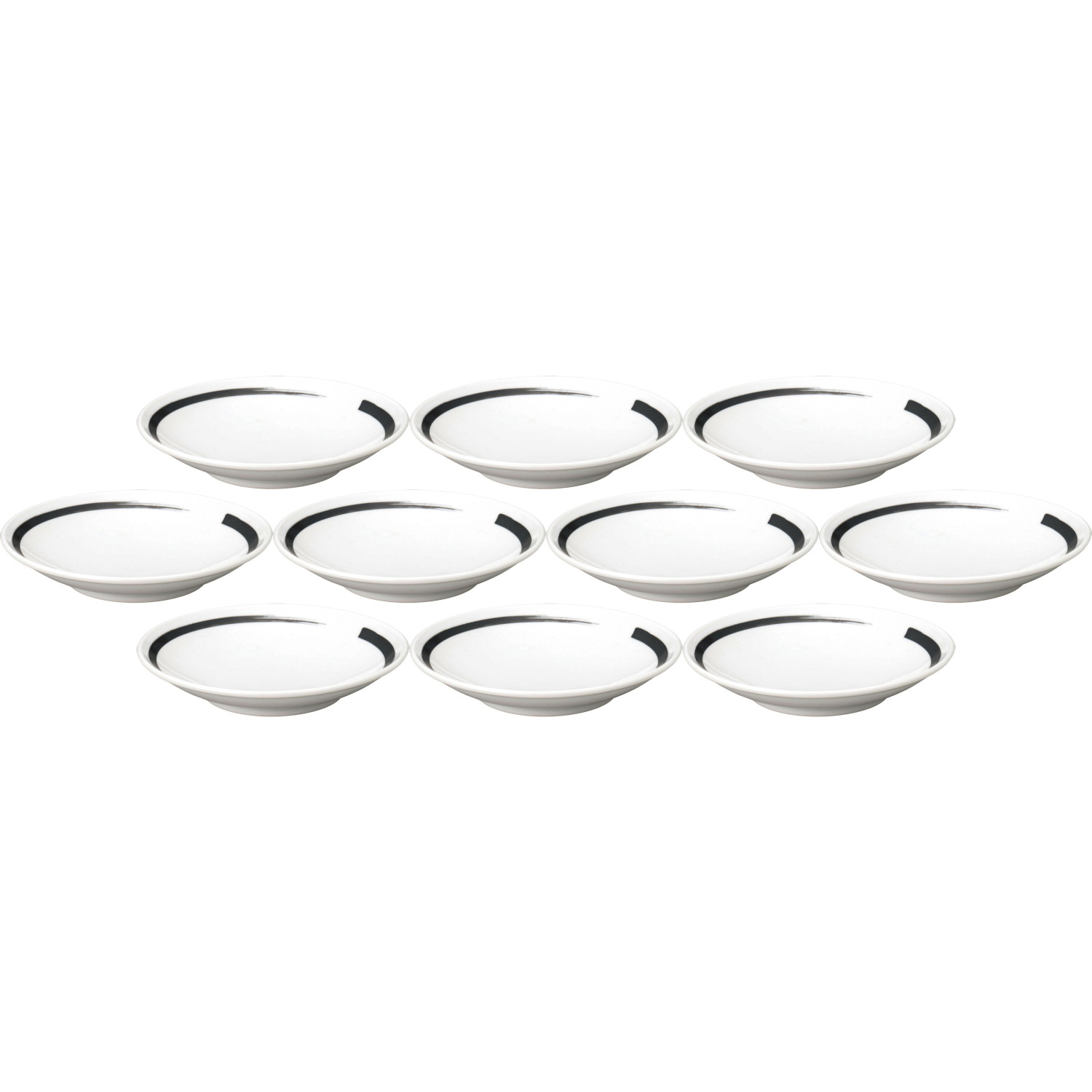 10個セット 玄武刷毛目ライン メタ玉21cm深皿 [21.1×4.3cm] | 中華食器 中華皿 メタ深皿 黒刷毛目 飲食店