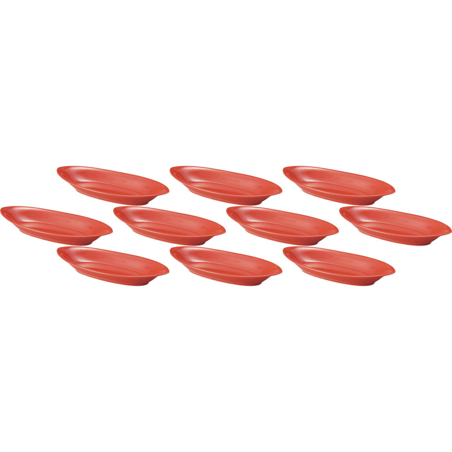 10個セット フリーシェイプ 37cmセロリ皿 赤 [36.6×16×5.2cm] | 洋食器 オーバル型 深皿 レッド メイン..