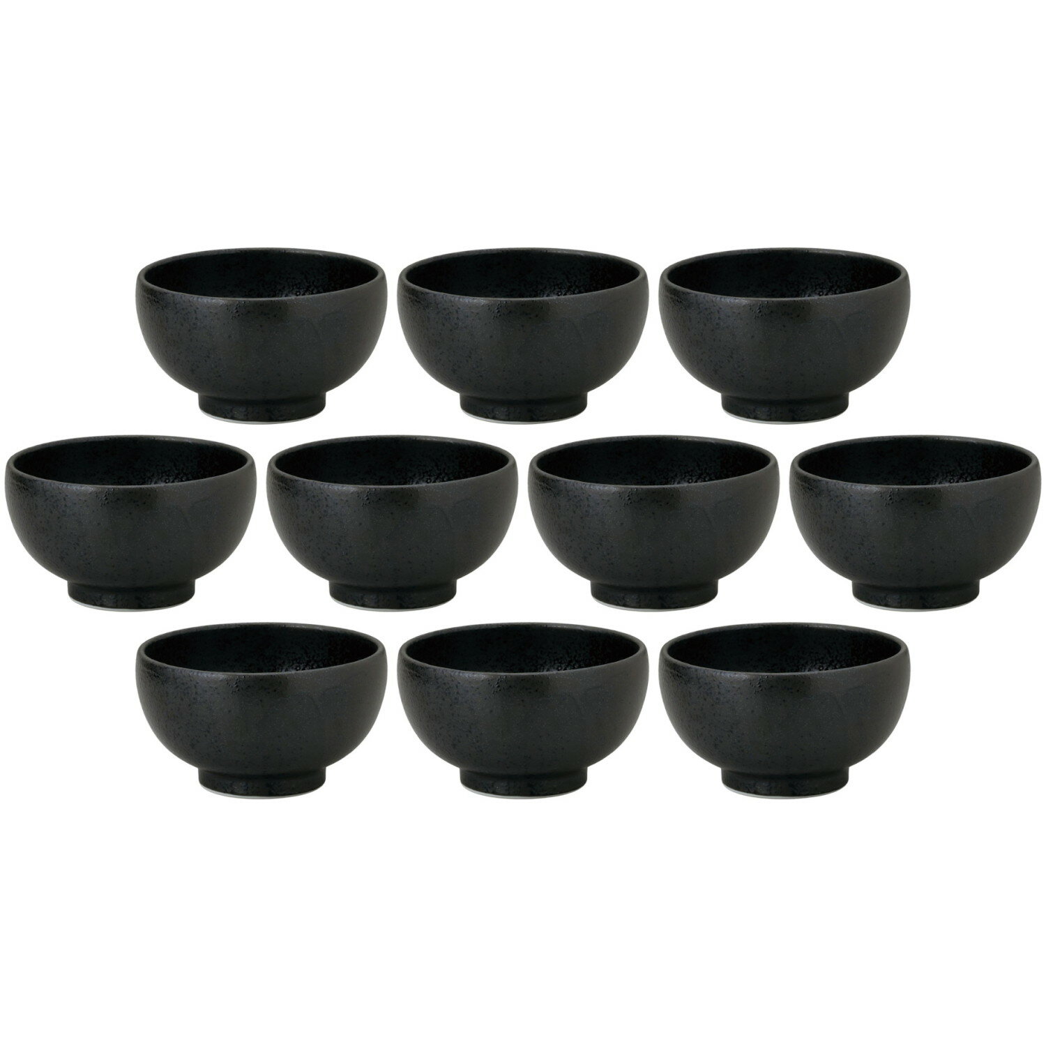10個セット 石墨 玉13cm丼 黒耀 [12.5×7cm・450cc] | 和食器 ミニボウル ミニどんぶり ブラック　レストラン