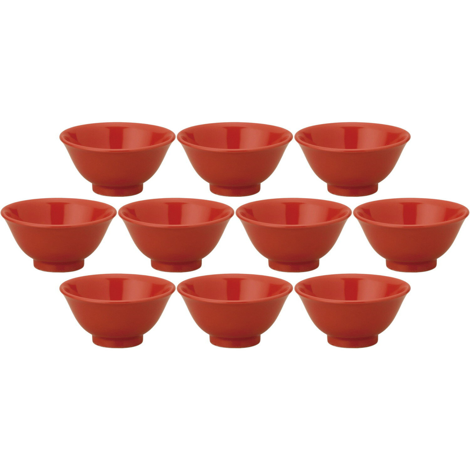 10個セット 紅中華 反12cm碗 赤 [11.9×5.8cm・260cc] | 中華食器 反り椀 ご飯茶碗 ライスボウル レッド